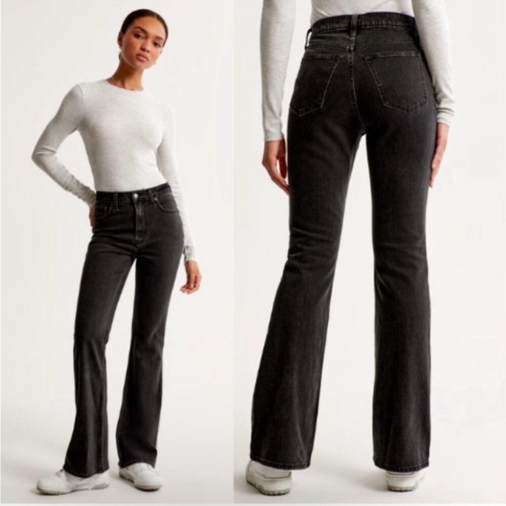 Abercrombie & Fitch black ultra high rise 70s vintage flare jeans